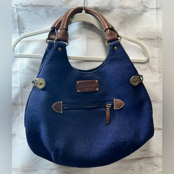 Kate Spade Charlie‎ Wool Shoulder Bag navy - Picture 1 of 9